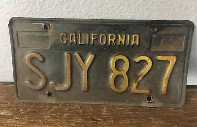VTG CA California License Plate Tag Black Yellow Numbers Worn Rusty 1963 Rat Rod • $19.99