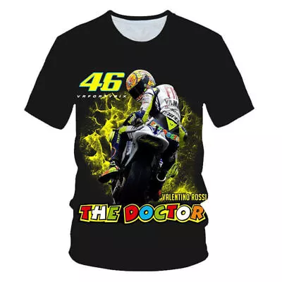3D VR46 Valentino Rossi Motorbike Casual T-Shirt Women Men Kids Short Sleeve • $24.29