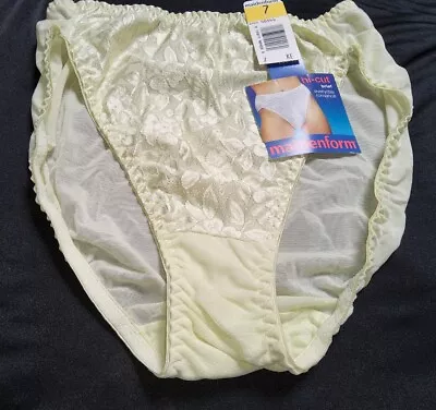 Vintage New Mismarked Maidenform Hi Cut Panties Brocade Front Mesh Back  S 30-32 • $9.99