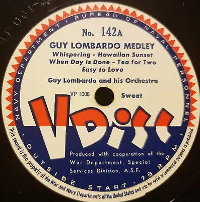 V-Disc No.142 Guy Lombardo Meledy-Vaughn Monroe Pagliacci Vesti La Giubba 78Rpm • $24.99