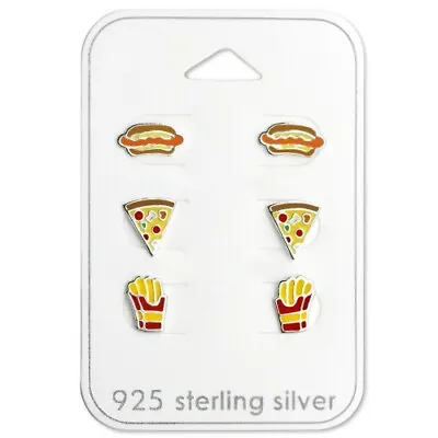 £13.95 • Buy 925 Sterling Silver Stud Earrings Set Of Three Womens Girls Kids Fast Shipping 
