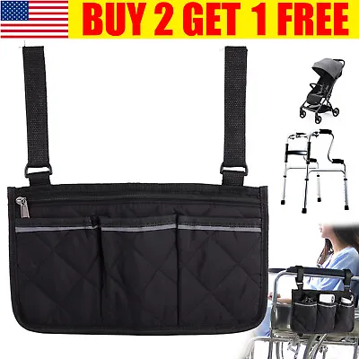 Outdoor Wheelchair Side Pouch Storage Bag Armrest Pocket Organizer Holder New US • $7.47