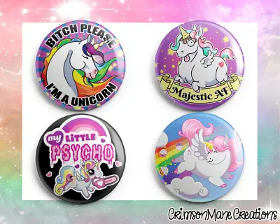 Unicorn Badge Set 4 Mix Buttons Pinback Pins Brooch Accessories My Little Pony  • $3.91