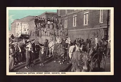 Postcard : Mississippi - Corinth Ms - Marketing Cotton Street Scene Wb • $12.99