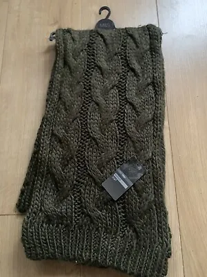 New M&S  Cable Knit Scarf Green One Size • £22