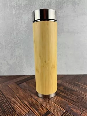 Bamboo Tumbler With Tea Strainer Infuser Insulated Stainless Steel Interior • $18