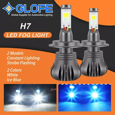 H7 Strobe Dual Color 6000K White 8000K Ice Blue Switch COB LED Bulbs Fog Lights • $20.49