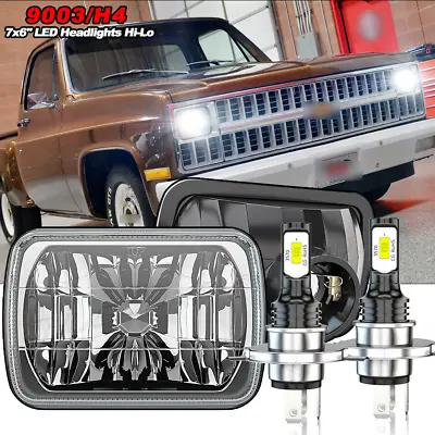 For Chevrolet C10 C20 C30 1981-1986 Pair 7x6  5x7 LED Headlights Hi/Lo Lamps • $99.99