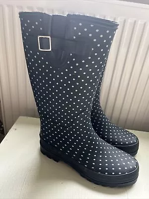 £19.99 • Buy Cath Kidston Blue Spot Spotty Wellies Wellington Boots Euro 42 Size 8 Or 9