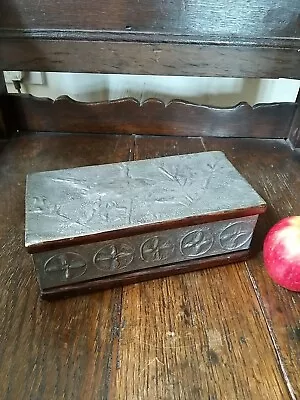 £45 • Buy A Lovely Arts And Crafts Repousse Pewter And Pine Jewel Box