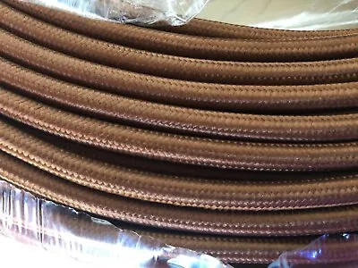  Brown Cotton Cloth Covered 2-Wire Round Cord 18ga Vintage Industrial Lamp Cord  • $1.29
