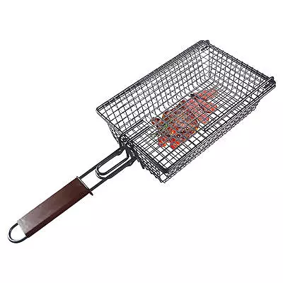 BBQ Fish Grilling Basket Grill Camping Net Meat Vegetable Cooking Kitchen Tool • $46.73