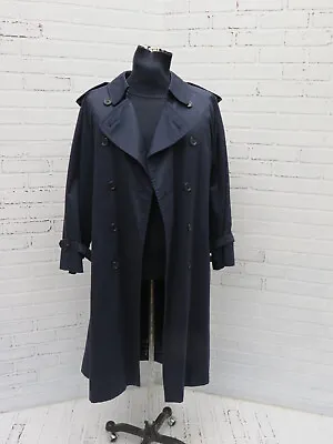 Mans VTG 90's BURBERRY LONDON Dark NAVY BLUE Rain Over Trench Cape COAT Size 42 • $359