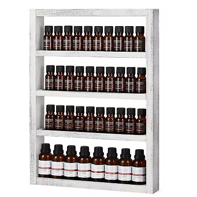 Wall Mounted Wood Nail Polish Organizer Essential Oils Storage Rack W/4 Shelves • $15.99