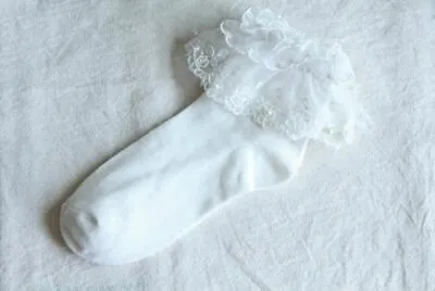 Lady Women Girl Retro White Fancy Ankle Ruffle Frilly Short Lace Cotton Socks • $8.95