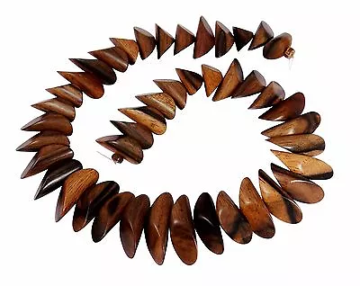 $20.11 • Buy Tiger Ebony Wooden Beads IN Bright Or Dark   Twin Cut Wooden Pieces Cord