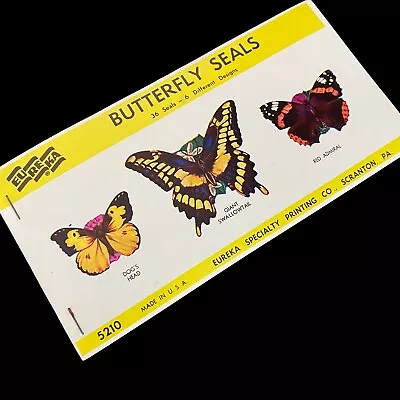 Vtg Eureka Die-Cut Butterfly Butterflies Seals Stickers 36 Seals 6 Designs #5210 • $7.99