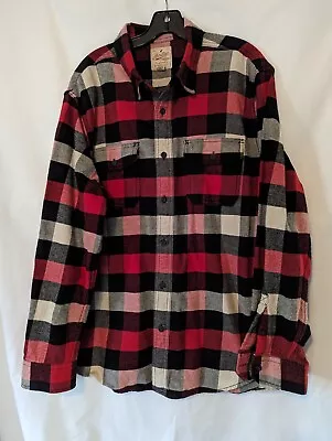 Heritage Red Black Check Flannel Shirt Men's Long Sleeve Button Down Collared XL • $14.33