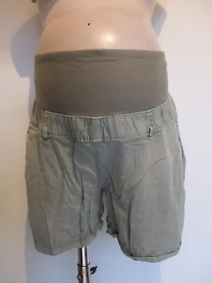 £7.50 • Buy H&m Mama Maternity Olive Green Under Bump Shorts Size M 12-14