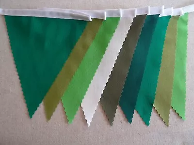 BUNTING Green Shades - Emerald Sage Apple Moss & Bottle & Cream - 3m 5m 10m • £4.75