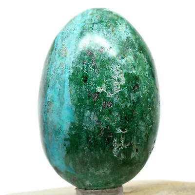 61mm Blue Chrysocolla Egg W/Malachite Natural Chalcedony Crystal Gemstone - Peru • $26.36