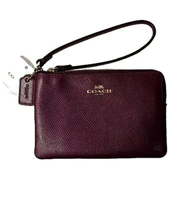 Coach Wristlet Wallet Clutch Purse Bag Plum Purple Leather • $110