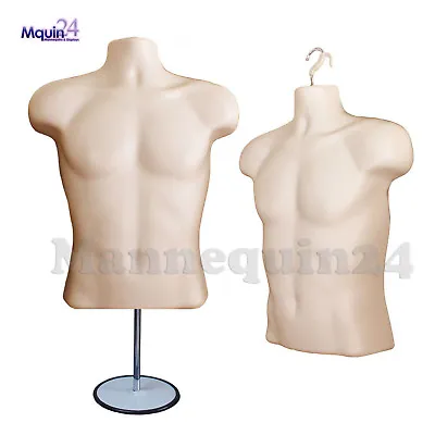 $54.85 • Buy One Male Mannequin Torso FLESH HOLLOW BACK DRESS FORM W/ Stand & Hanger