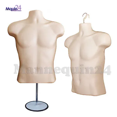 One Male Mannequin Torso FLESH HOLLOW BACK DRESS FORM W/ Stand & Hanger • $54.85