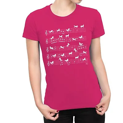 1Tee Womens Unicorn Music Sheet T-Shirt • £7.99