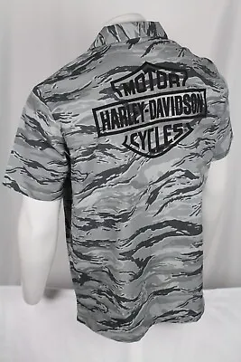 Harley Davidson Mens Bar & Shield Mechanic Button Shirt Short Sleeve Camo 96094 • $58.64