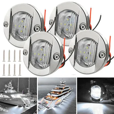 4X Round Marine Boat LED Courtesy Lights Cabin Deck Stern Navigation Light White • $13.96