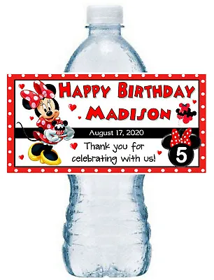 20 MINNIE MOUSE BIRTHDAY WATER BOTTLE LABELS Red Polkadot Design • $9.99