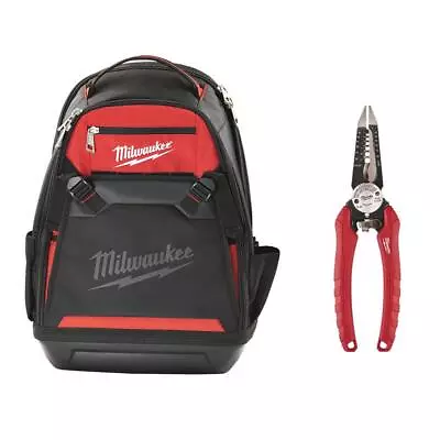 Milwaukee Jobsite Backpack W/ Wire Plier Padded Handle Polyester In Red/Black • $105.03