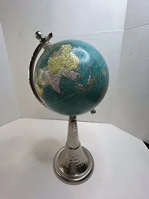 Desk Top Mini World Globe Of The Earth With Silver Dimpled 14“ Stand.  • $19.99