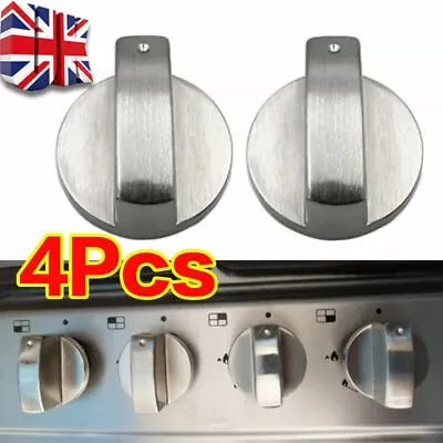 1/4pcs Universal Gas Stove Knobs Cooker Oven Hob Control Knobs Switch 6mm Silver • £4.59