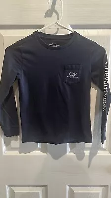 Vineyard Vines Boys Blue Vintage Whale  Long Sleeve Pocket T-Shirt Sz 7 Kids • $12