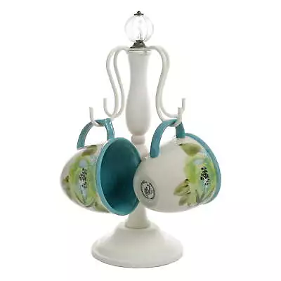 Linen Chandelier Mug Tree For Storing Mugs Durable Stoneware And Acacia Wood US • $19.30