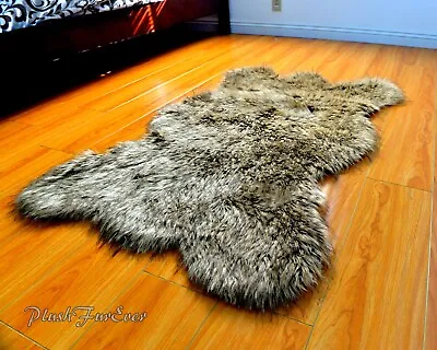 Large Grizzly Bearskin Area Rug Toss Throw Rug Faux Furs  5' X 7' • $159