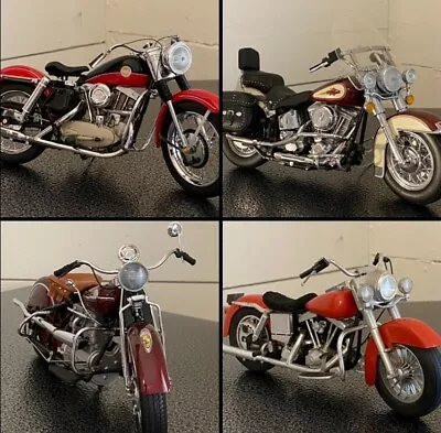 Lot Of 4 Harley Davidson ~ 1/10 Franklin Mint (3) ~ Motorcycles + Revell (1) • $199.95