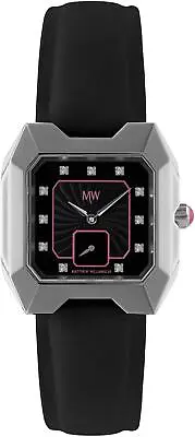 Matthew Williamson Ladies Crystal Set Black Leather Strap Watch RRP £179.00 • £99