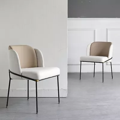 Modern Style Fabric Dining Chair With PU Leather Backrest Steel Frame And Legs • $2349