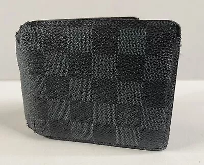 Authentic Louis Vuitton Damier Graphite Coated Canvas Bifold ID Mens Wallet WORN • $39.99