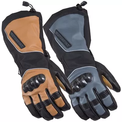 Motorfist Men's Rekon Gloves Waterproof Windproof Insulated Leather - Brown Gray • $41.99