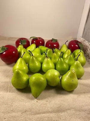 Artificial Faux Fruits Apples And Mini Pears Lot Of 5 Apples And 23 Mini Pears • $24.99