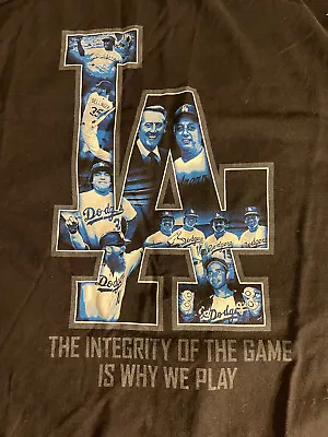Los Angeles Dodgers Long Sleeve Black T Shirt Vin Scully Tommy Lasorda XL Cotton • $13