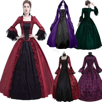 Plus Size Women Medieval Gothic Retro Victorian Ball Gowns Queen Cosplay Dresses • $38.75