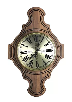 Gorgeous Vintage Verichron Faux Wood & BrassBlack Accent Large Wall Clock • $39.99