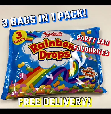 Swizzles Rainbow Drops Mini Bags-Vegan Sweet Retro Party Bags 3x32g  96g • £4.89