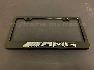 1pc 3D  AMGnewStyle  Emblem Black Metal License Plate Frame Holder (NEW Font) • $20.39