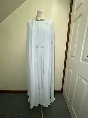 £260 • Buy Veni Infantino Wedding Outfit Dress Crystal Blue Long Chiffon Size 16 BNWT £520